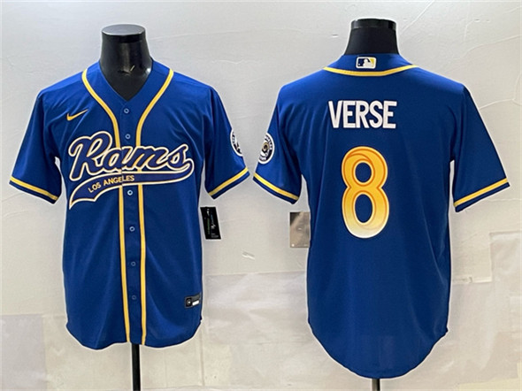 Men's Los Angeles Rams #8 Jared Verse Royal Cool Base Stitched Baseball Jersey