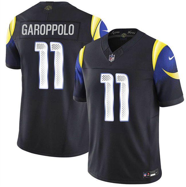 Men's Los Angeles Rams #11 Jimmy Garoppolo Black 2025 F.U.S.E. “Rivalries” Vapor Limited Football Stitched Jersey