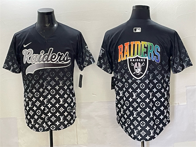 Men's Las Vegas Raiders Team Big Logo Black Limited Stitched Baseball  Jersey