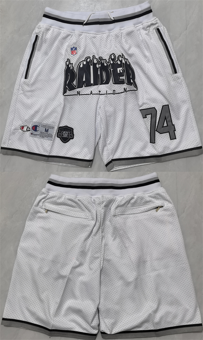 Men's Las Vegas Raiders White Shorts (Run Small)
