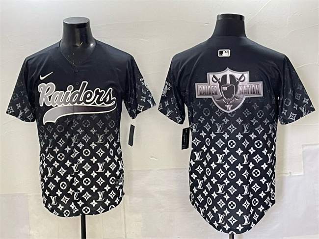 Men's Las Vegas Raiders Team Big Logo Black Limited Stitched Baseball Jersey