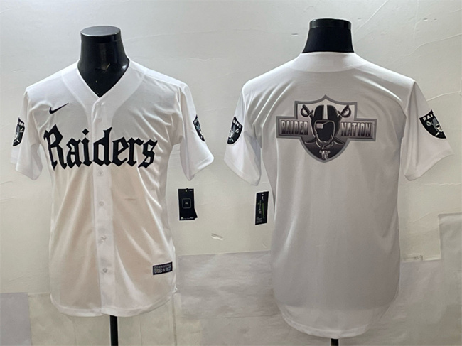 Men's Las Vegas Raiders Team Big Logo White 'Gothic Sin City Shadows Edition' Vapor Limited Stitched Baseball Jersey