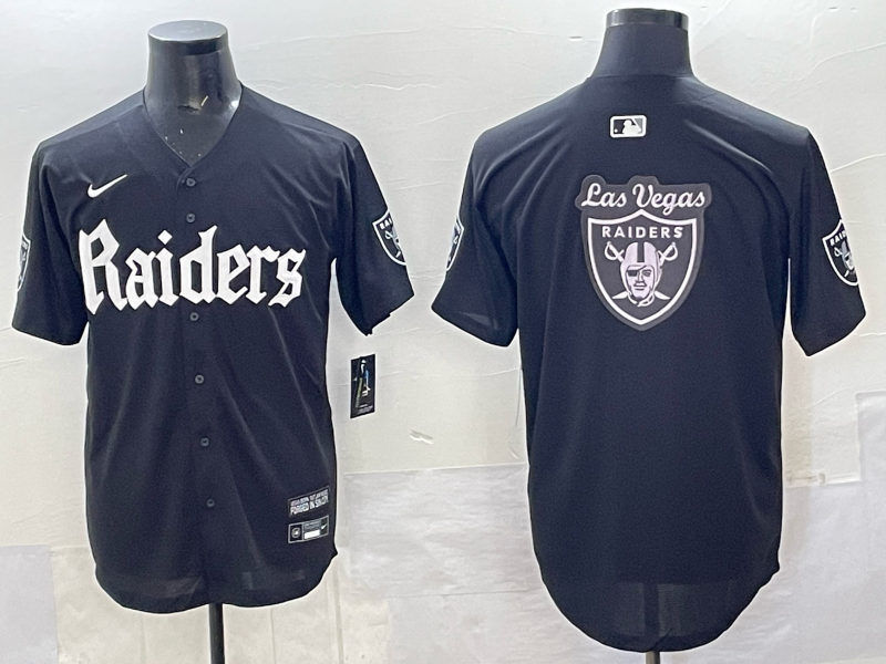 Men's Las Vegas Raiders Team Big Logo Black 'Gothic Sin City Shadows Edition' Vapor Limited Stitched Baseball Jersey