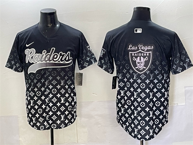 Men's Las Vegas Raiders Team Big Logo Black Limited Stitched Baseball   Jersey