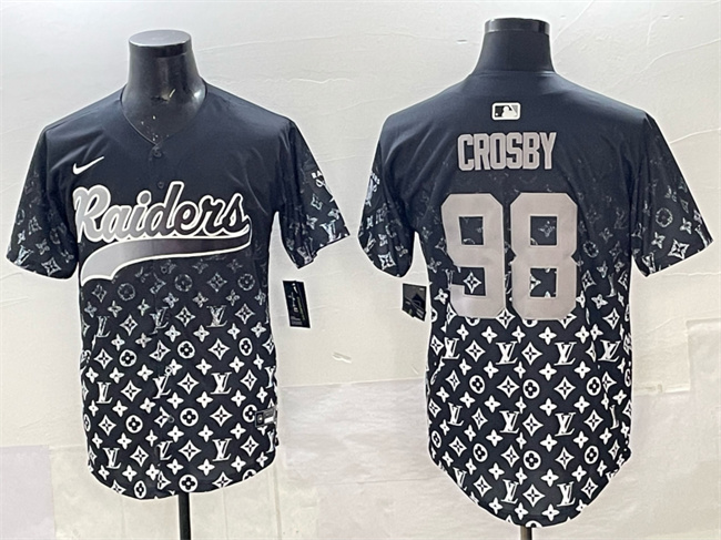 Men's Las Vegas Raiders #98 Maxx Crosby Black Limited Stitched Baseball Jersey