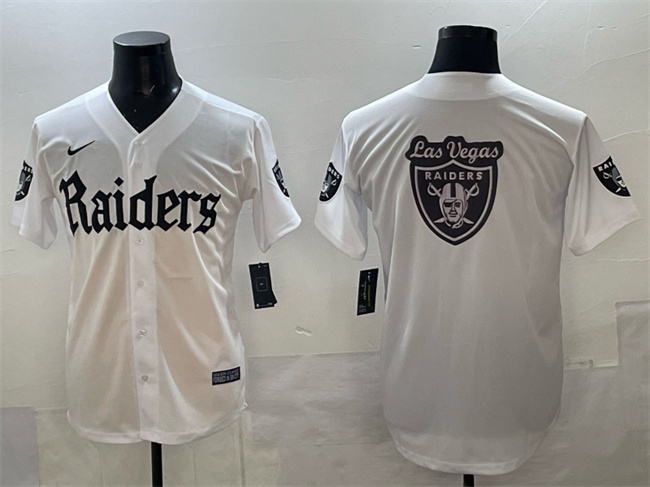 Men's Las Vegas Raiders Team Big Logo White 'Gothic Sin City Shadows Edition' Vapor Limited Stitched Baseball  Jersey