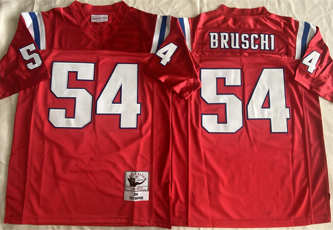 Men's New England Patriots #54 Tedy Bruschi Red Throwback Stitched Football Jersey