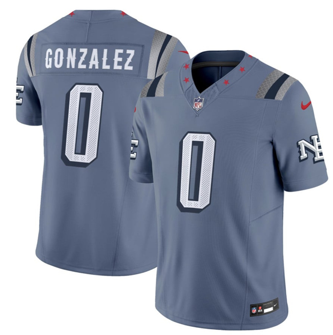 Men's New England Patriots #0 Christian Gonzalez 2025 F.U.S.E. “Rivalries” Vapor Limited Stitched Football Jersey