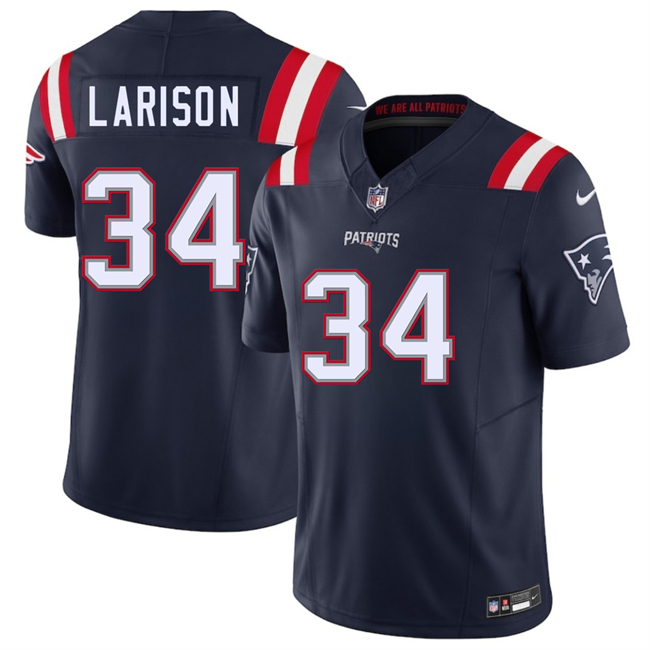 Men's New England Patriots #34 Lan Larison Navy 2025 F.U.S.E. Vapor Limited Stitched Football Jersey