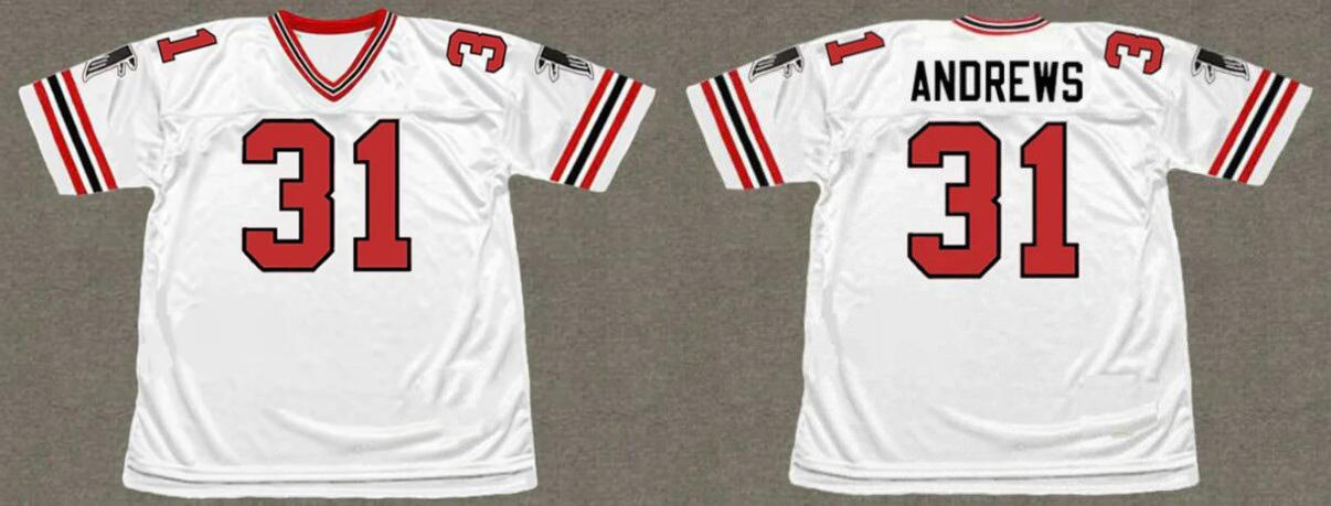 Men's Atlanta Falcons #31 William Andrews White 1981 Throwback Stitched Football Jersey