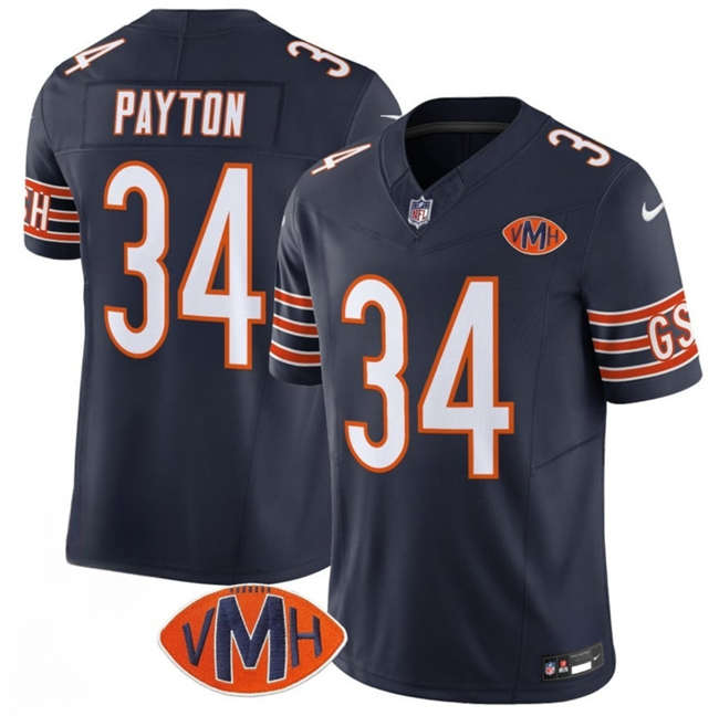 Men's Chicago Bears #34 Walter Payton Navy 2025 F.U.S.E. With VMH Patch Vapor Untouchable Limited Stitched Football Jersey