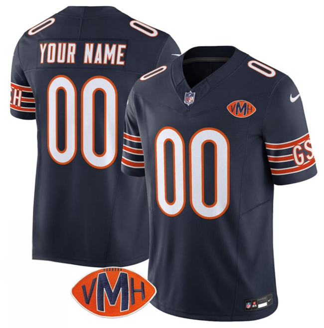 Men's Chicago Bears Active Player Custom Navy 2025 F.U.S.E. With VMH Patch Vapor Untouchable Limited Stitched Football Jersey