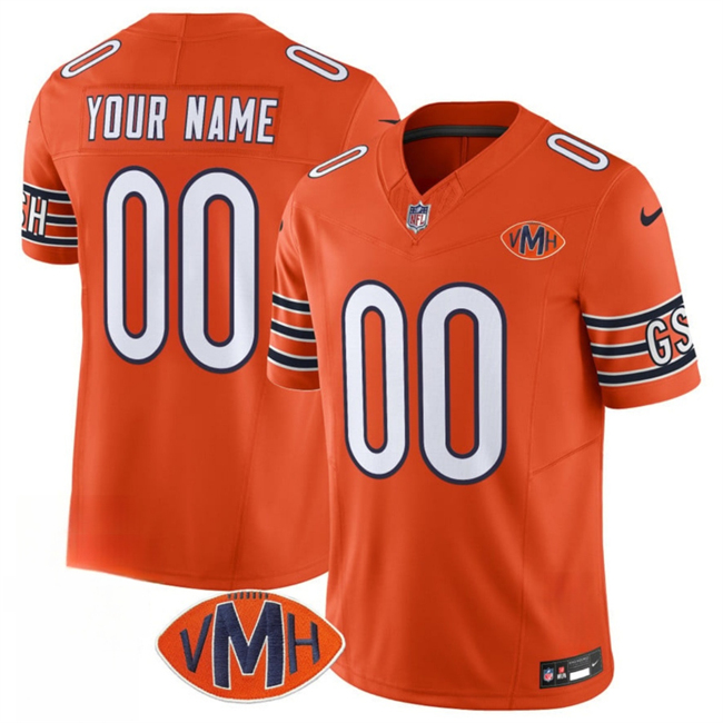 Men's Chicago Bears Active Player Custom Orange 2025 F.U.S.E. With VMH Patch Vapor Untouchable Limited Stitched Football Jersey