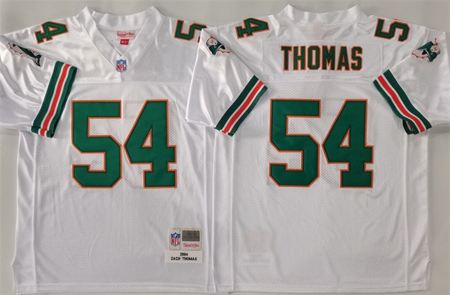 Men's Miami Dolphins #54 Zach Thomas White Throwback Stitched Football Jersey