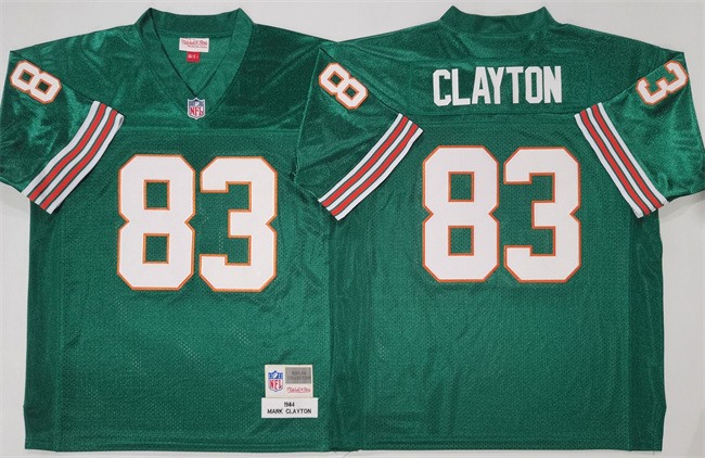 Men's Miami Dolphins #83 Mark Clayton Aqua Throwback Stitched Football Jersey