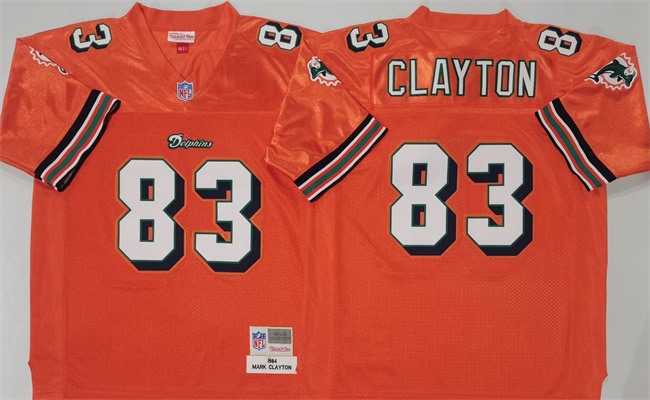 Men's Miami Dolphins #83 Mark Clayton Orange Throwback Stitched Football Jersey