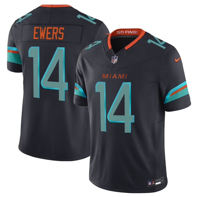 Men's Miami Dolphins #14 Quinn Ewers Black 2025 F.U.S.E. “Rivalries” Vapor Limited Stitched Football Jersey