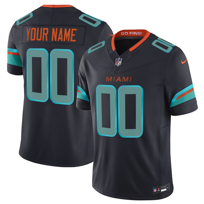 Men's Miami Dolphins Active Player Custom Black 2025 F.U.S.E. “Rivalries” Vapor Limited Stitched Football Jersey