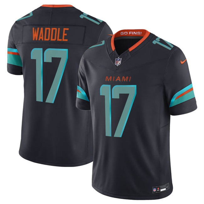Men's Miami Dolphins #17 Jaylen Waddle Black 2025 F.U.S.E. “Rivalries” Vapor Limited Stitched Football Jersey