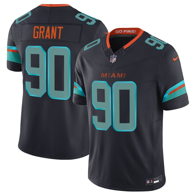 Men's Miami Dolphins #90 Kenneth Grant Black 2025 F.U.S.E. “Rivalries” Vapor Limited Stitched Football Jersey