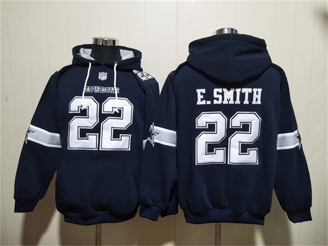 Men's Dallas Cowboys #22 Emmitt Smith Navy Ageless Must-Have Lace-Up Pullover Hoodie