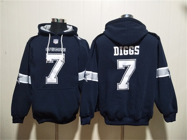 Men's Dallas Cowboys #7 Trevon Diggs Navy Ageless Must-Have Lace-Up Pullover Hoodie