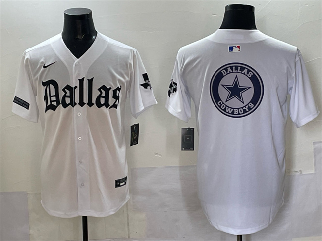Men's Dallas Cowboys Team Big Logo White 'Gothic Lone Star Edition' Limited Stitched Baseball Jersey
