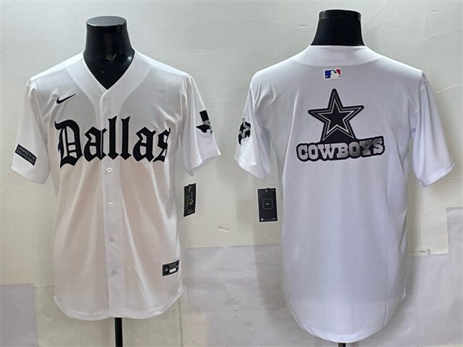 Men's Dallas Cowboys Team Big Logo White 'Gothic Lone Star Edition' Limited Stitched Baseball  Jersey