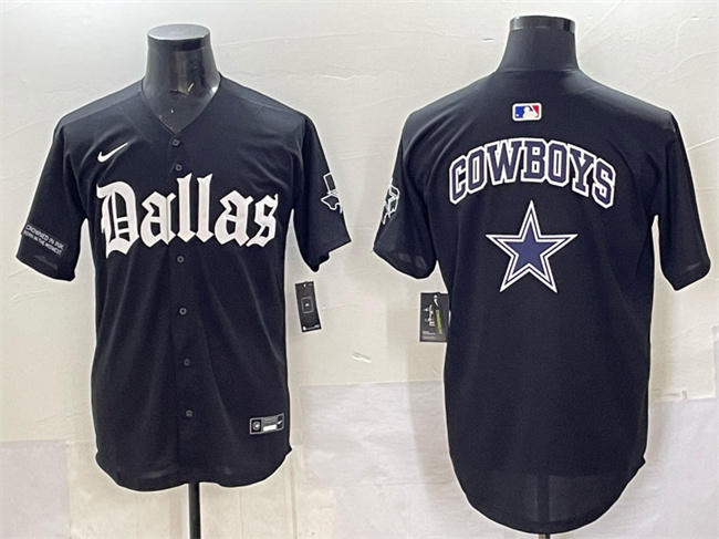 Men's Dallas Cowboys Team Big Logo Black 'Gothic Lone Star Edition' Limited Stitched Baseball  Jersey