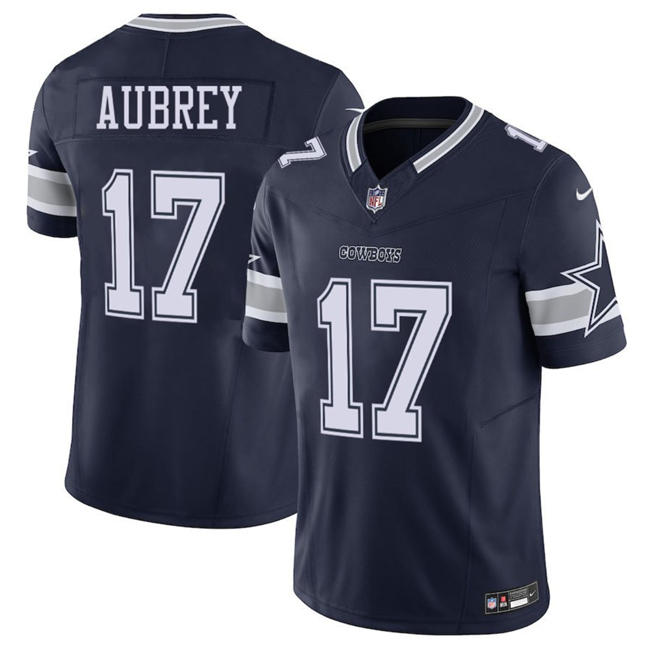 Men's Dallas Cowboys #17 Brandon Aubrey Navy 2025 F.U.S.E Vapor Untouchable Limited Stitched Football Jersey