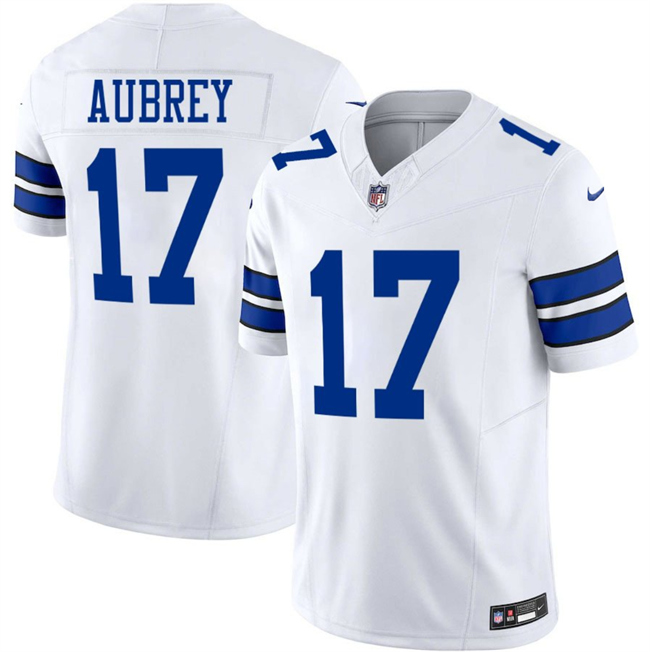 Men's Dallas Cowboys #17 Brandon Aubrey White 2025 F.U.S.E Vapor Untouchable Limited Stitched Football Jersey