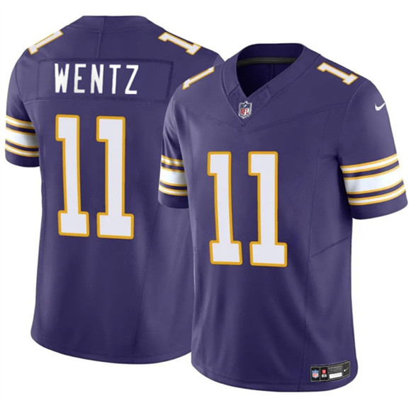 Men's Minnesota Vikings #11 Carson Wentz Purple 2025 F.U.S.E. Throwback Vapor Untouchable Limited Football Stitched Jersey