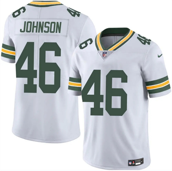 Men's Green Bay Packers #46 Amar Johnson White 2025 Vapor Untouchable Limited Football Stitched Jersey