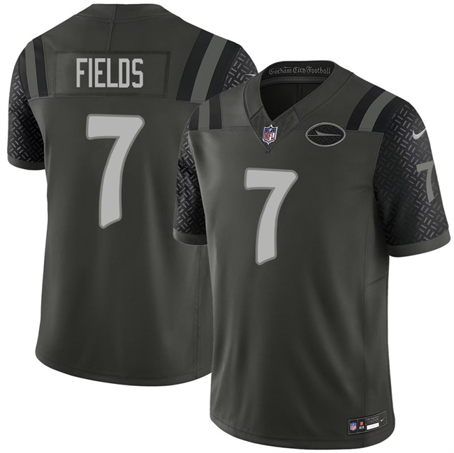Men's New York Jets #7 Justin Fields Black 2025 F.U.S.E. “Rivalries” Vapor Limited Football Stitched Jersey