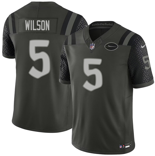 Men's New York Jets #5 Garrett Wilson Black 2025 F.U.S.E. “Rivalries” Vapor Limited Football Stitched Jersey