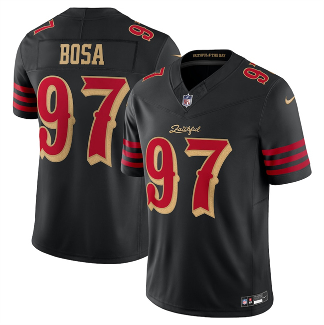 Women's San Francisco 49ers #97 Nick Bosa Black 2025 F.U.S.E. “Rivalries” Vapor Limited Stitched Football Jersey(Run Small)