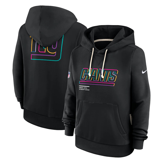 Women's New York Giants Black 2025 Crucial Catch Club Pullover Hoodie(Run Small)