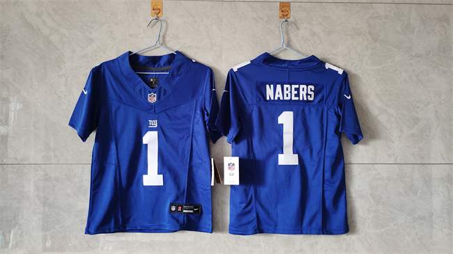 Women's New York Giants #1 Malik Nabers Blue F.U.S.E. Vapor Stitched Jersey(Run Small)