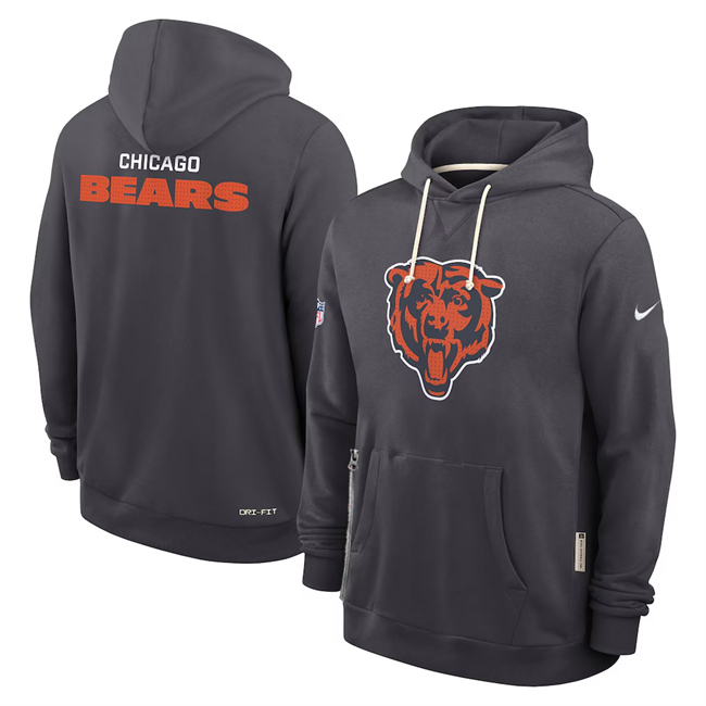 Men's Chicago Bears Anthracite Sideline Standard Issue Initial Home Dri-FIT Pullover Hoodie
