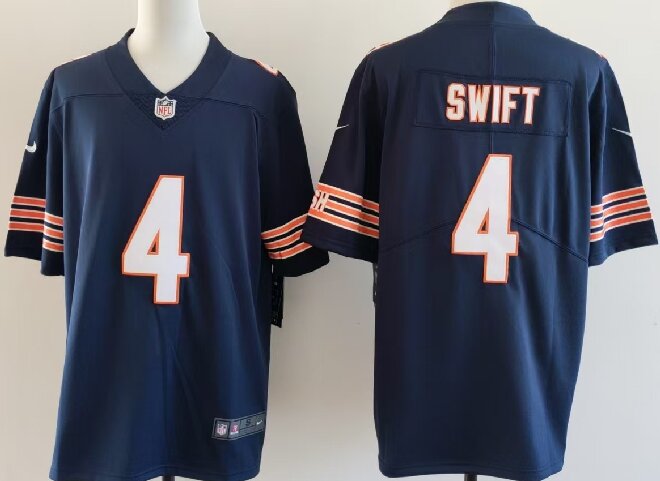Men's Chicago Bears #4 D'Andre Swift Navy  Vapor Untouchable Limited Stitched Football Jersey