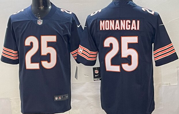 Men's Chicago Bears #25 Kyle Monangai Navy Vapor Untouchable Stitched Football Jersey