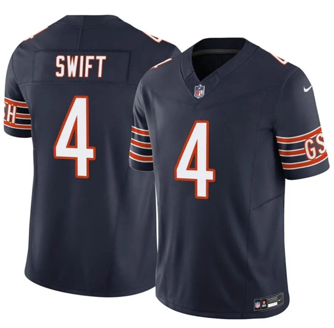 Men's Chicago Bears #4 D'Andre Swift Navy 2025 F.U.S.E. Vapor Untouchable Limited Stitched Football Jersey