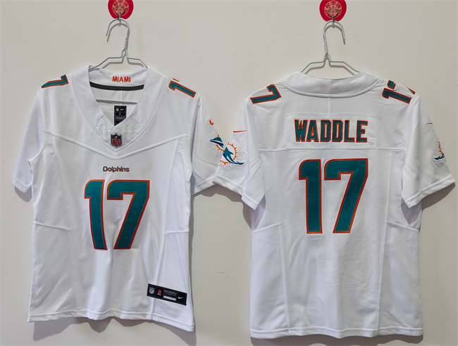 Women's Miami Dolphins #17 Jaylen Waddle White F.U.S.E Vapor Untouchable Stitched Jersey(Run Small)