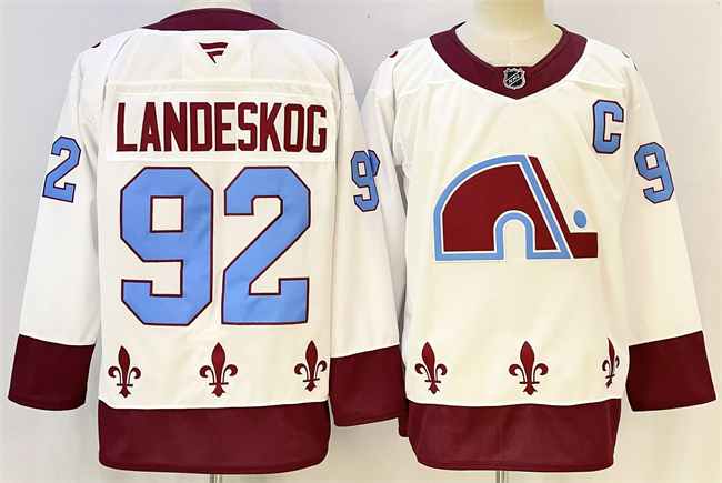 Men's Colorado Avalanche #92 Gabriel Landeskog White 2024-25 With C Patch Stitched Jersey