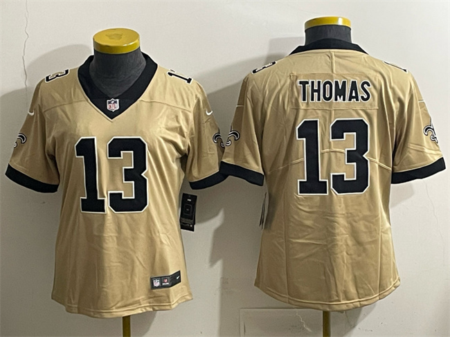 Women's New Orleans Saints #13 Michael Thomas Gold Alternate Vapor Limited Stitched Football Jersey(Run Small)