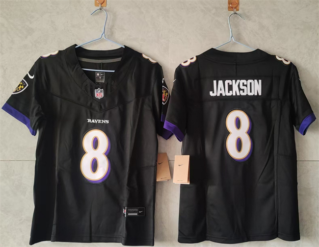 Women's Baltimore Ravens #8 Lamar Jackson Black F.U.S.E. Vapor Football Jersey(Run Small)