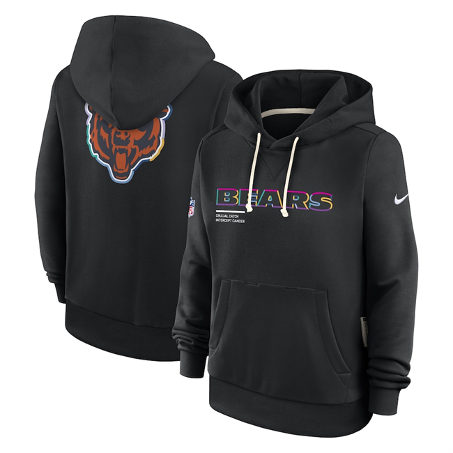 Women's Chicago Bears Black 2025 Crucial Catch Club Pullover Hoodie(Run Small)