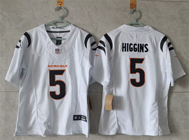 Women's Cincinnati Bengals #5 Tee Higgins White F.U.S.E. Stitched Vapor Football Jersey(Run Small)