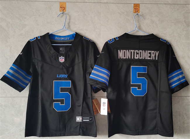 Women's Detroit Lions #5 David Montgomery Black 2024 F.U.S.E. Vapor Limited Stitched Jersey(Run Smaller)