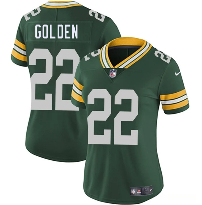 Women's Green Bay Packers #22 Matthew Golden Green 2025 Draft Vapor Untouchable Limited Stitched Football Jersey(Run Small)